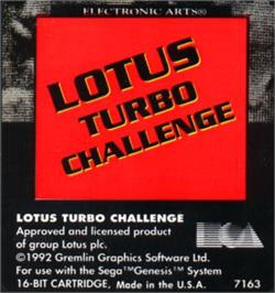 Cartridge artwork for Lotus Turbo Challenge 2 on the Sega Nomad.