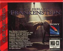 Cartridge artwork for Mary Shelley's Frankenstein on the Sega Nomad.