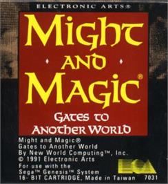 Cartridge artwork for Might and Magic 2: Gates to Another World on the Sega Nomad.