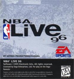 Cartridge artwork for NBA Live '96 on the Sega Nomad.