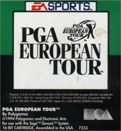 Cartridge artwork for PGA European Tour on the Sega Nomad.