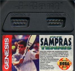 Cartridge artwork for Pete Sampras Tennis on the Sega Nomad.