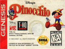 Cartridge artwork for Pinocchio on the Sega Nomad.
