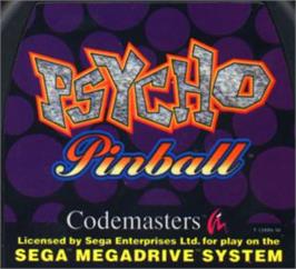 Cartridge artwork for Psycho Pinball on the Sega Nomad.