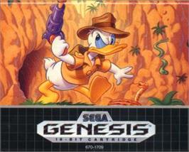 Cartridge artwork for QuackShot starring Donald Duck on the Sega Nomad.