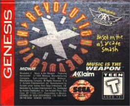 Cartridge artwork for Revolution X on the Sega Nomad.