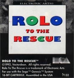 Cartridge artwork for Rolo to the Rescue on the Sega Nomad.