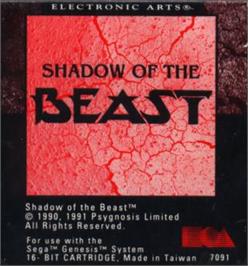 Cartridge artwork for Shadow of the Beast on the Sega Nomad.