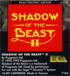 Cartridge artwork for Shadow of the Beast 2 on the Sega Nomad.