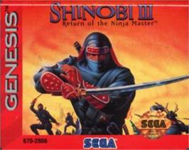 Cartridge artwork for Shinobi III on the Sega Nomad.