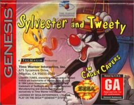 Cartridge artwork for Sylvester and Tweety in Cagey Capers on the Sega Nomad.