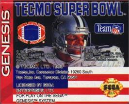 Cartridge artwork for Tecmo Super Bowl on the Sega Nomad.