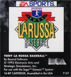 Cartridge artwork for Tony La Russa Baseball on the Sega Nomad.
