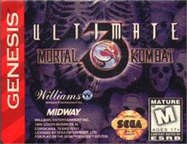 Cartridge artwork for Ultimate Mortal Kombat 3 on the Sega Nomad.