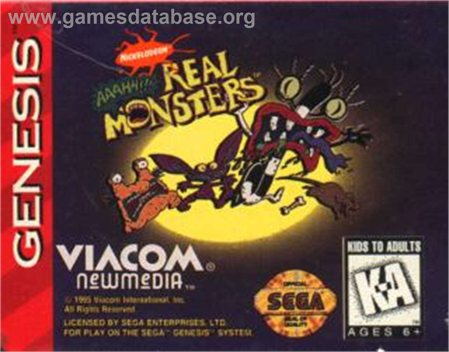 AAAHH!!! Real Monsters - Sega Nomad - Artwork - Cartridge