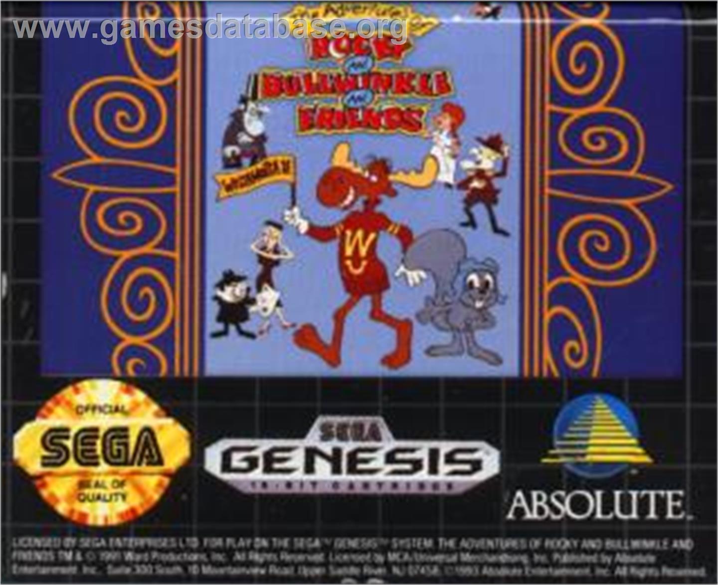 Adventures of Rocky and Bullwinkle, The - Sega Nomad - Artwork - Cartridge