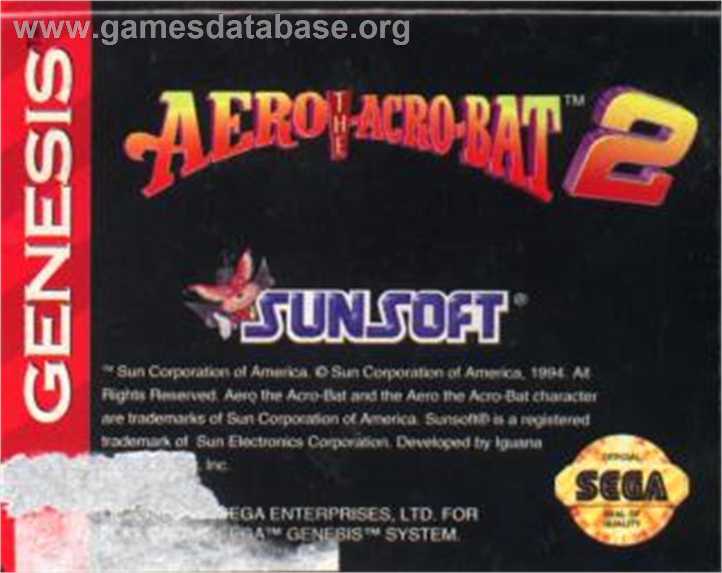 Aero the Acro-Bat 2 - Sega Nomad - Artwork - Cartridge