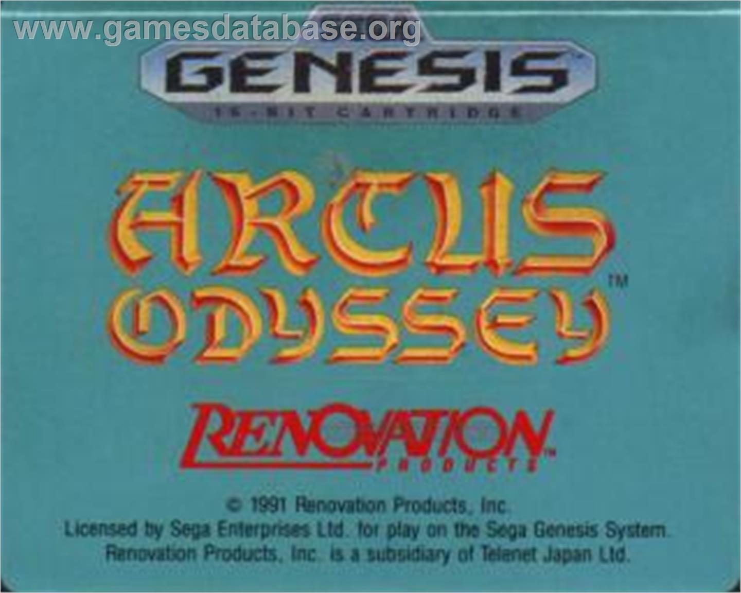 Arcus Odyssey - Sega Nomad - Artwork - Cartridge