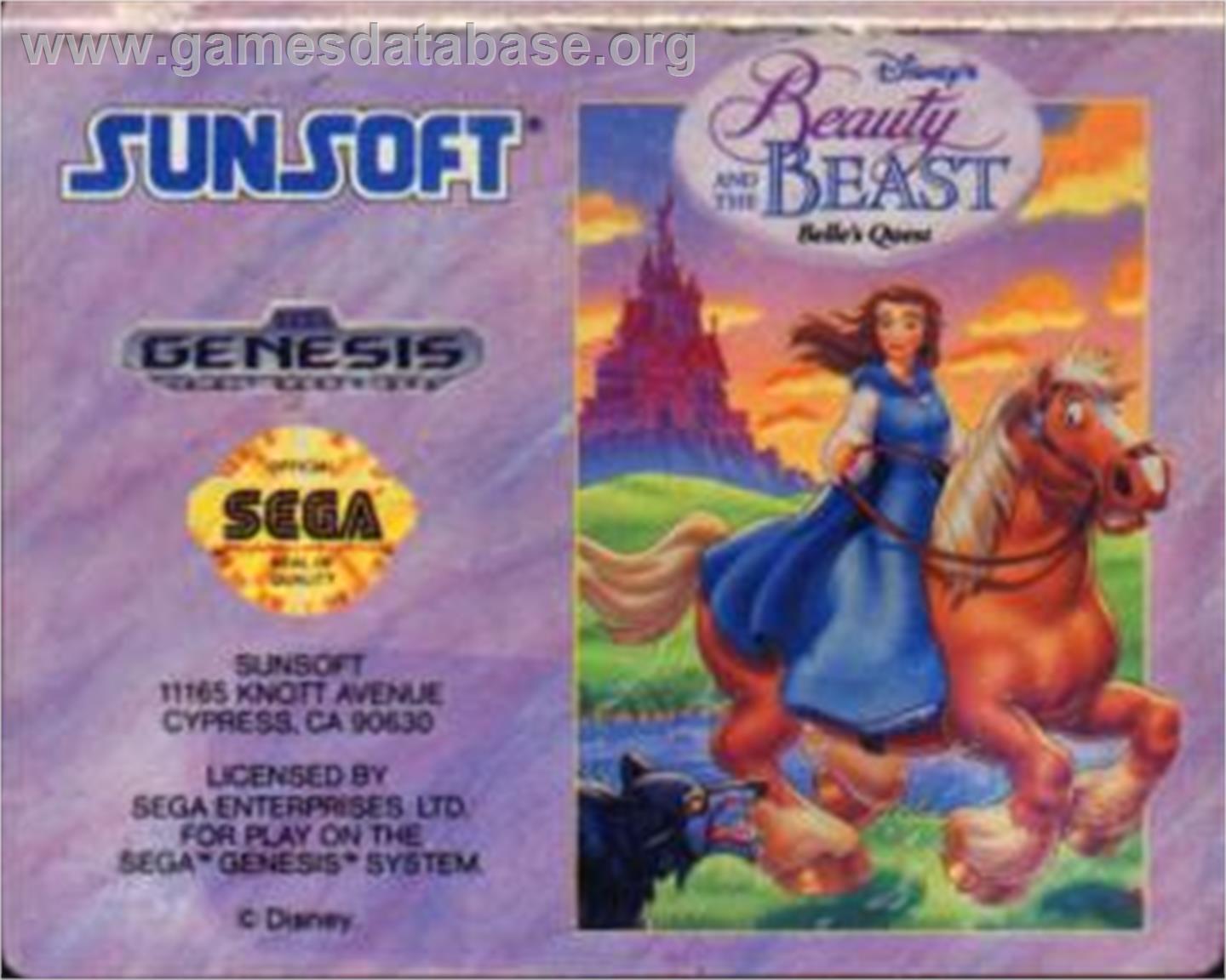 Beauty and the Beast: Belle's Quest - Sega Nomad - Artwork - Cartridge
