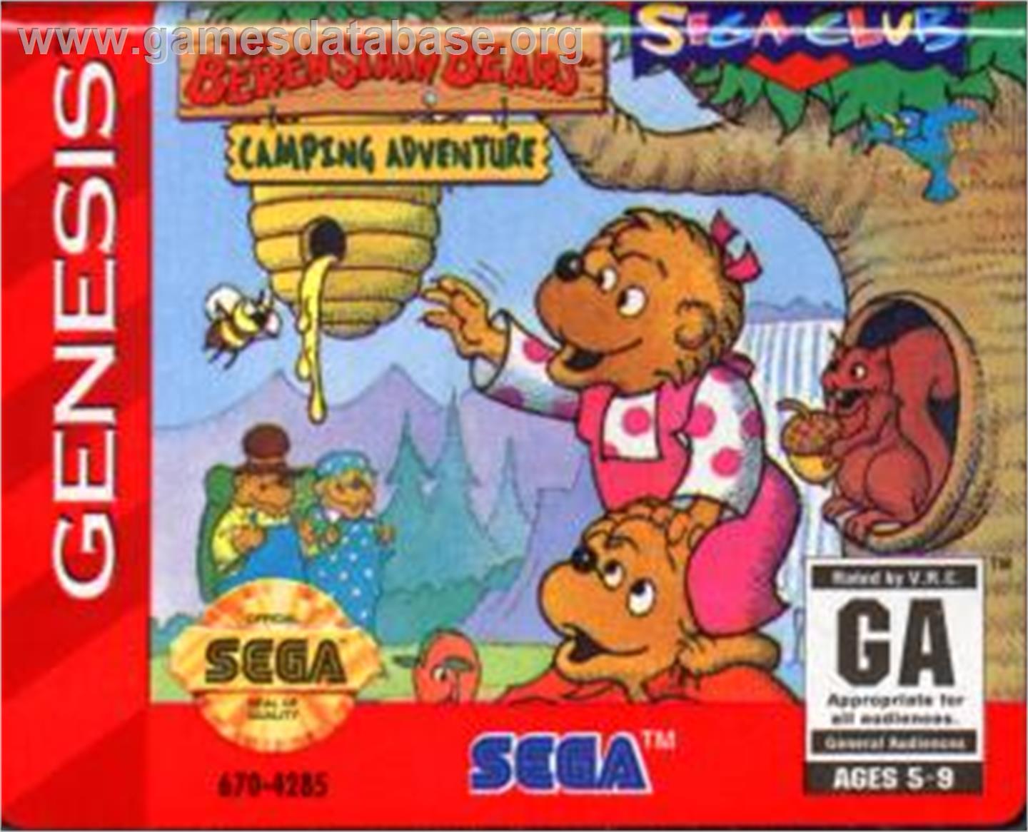 Berenstain Bears' Camping Adventure, The - Sega Nomad - Artwork - Cartridge