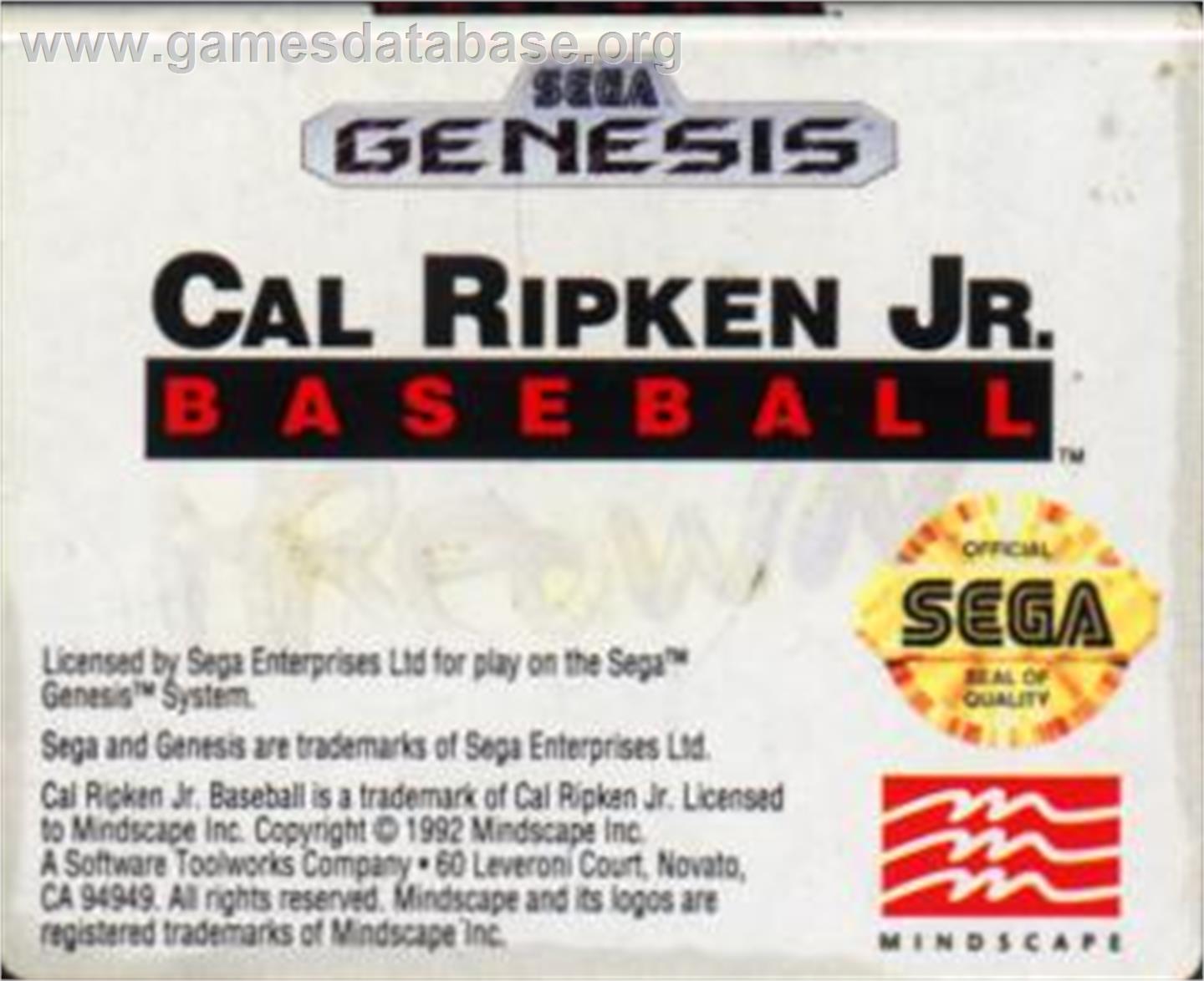 Cal Ripken Jr. Baseball - Sega Nomad - Artwork - Cartridge