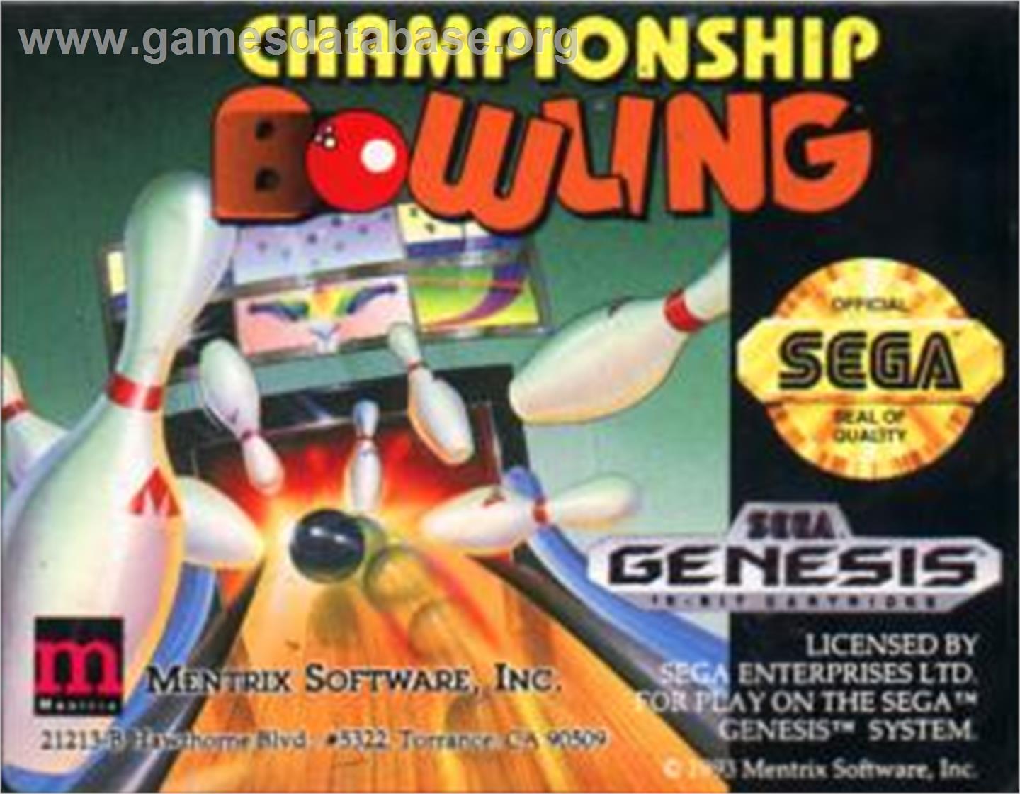 Championship Bowling - Sega Nomad - Artwork - Cartridge