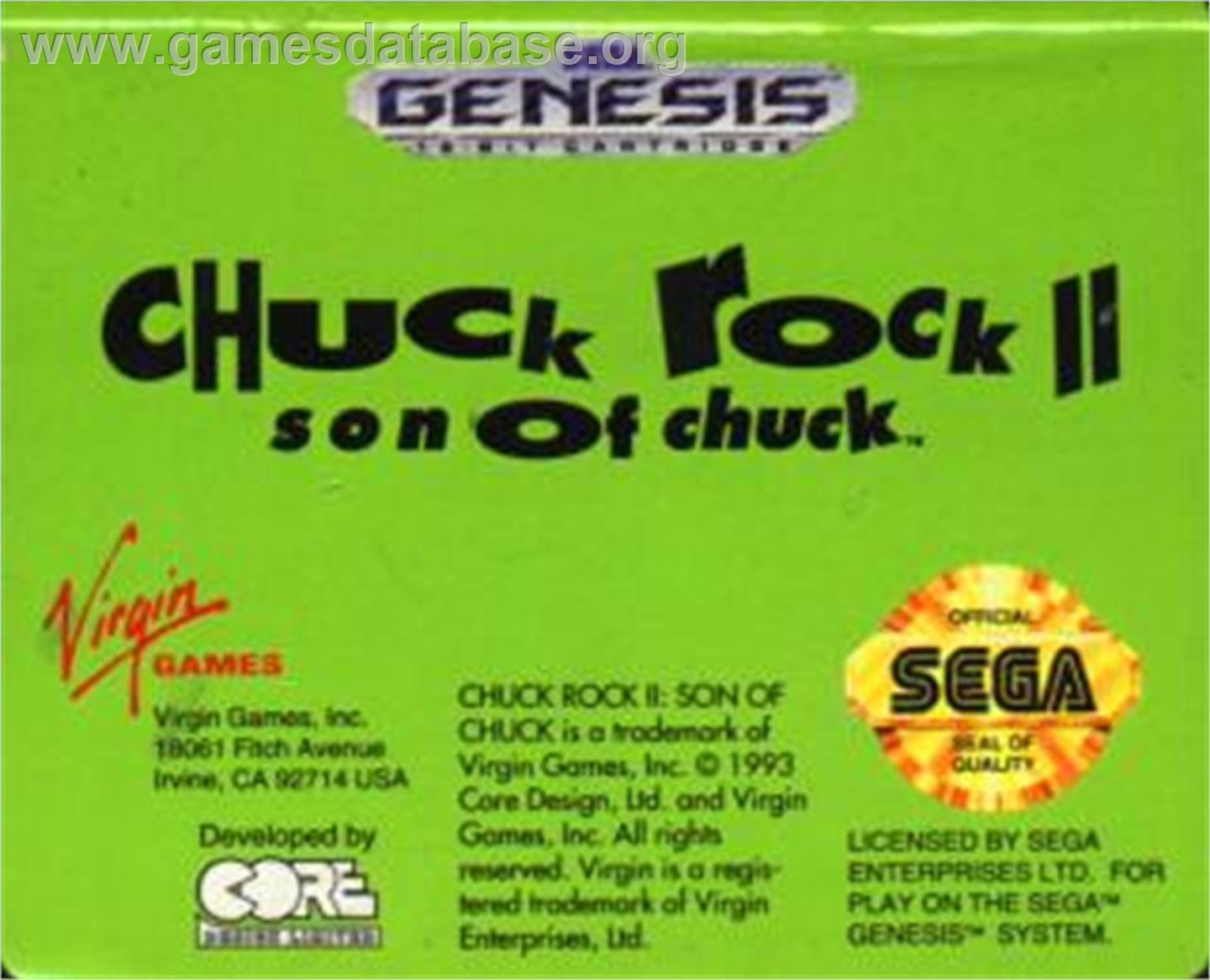 Chuck Rock 2: Son of Chuck - Sega Nomad - Artwork - Cartridge