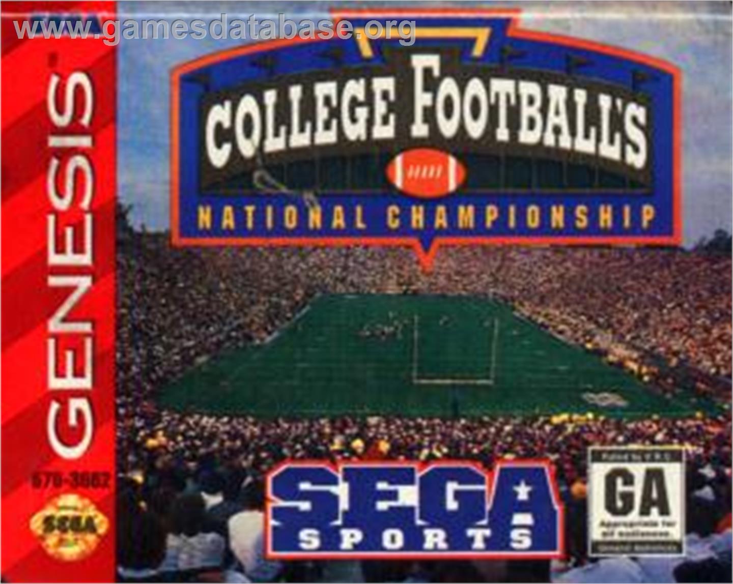 College Football's National Championship - Sega Nomad - Artwork - Cartridge
