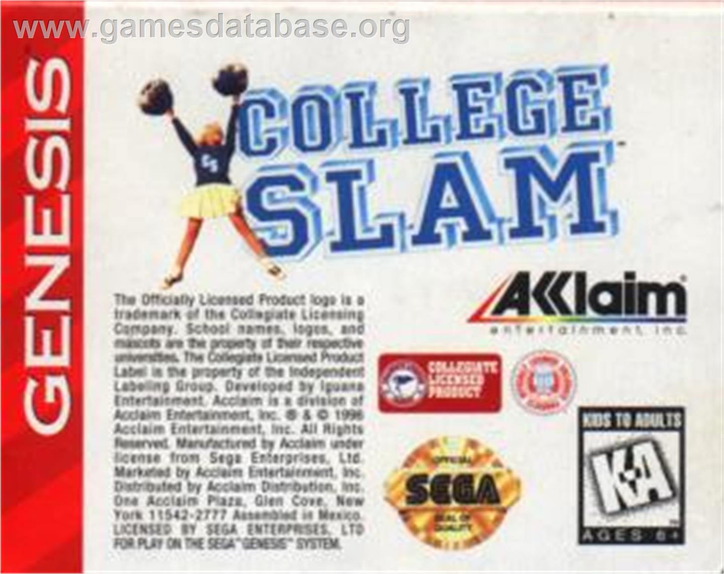 College Slam - Sega Nomad - Artwork - Cartridge