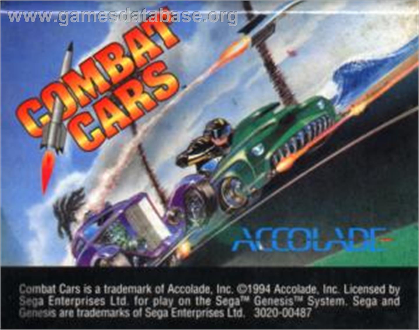 Combat Cars - Sega Nomad - Artwork - Cartridge