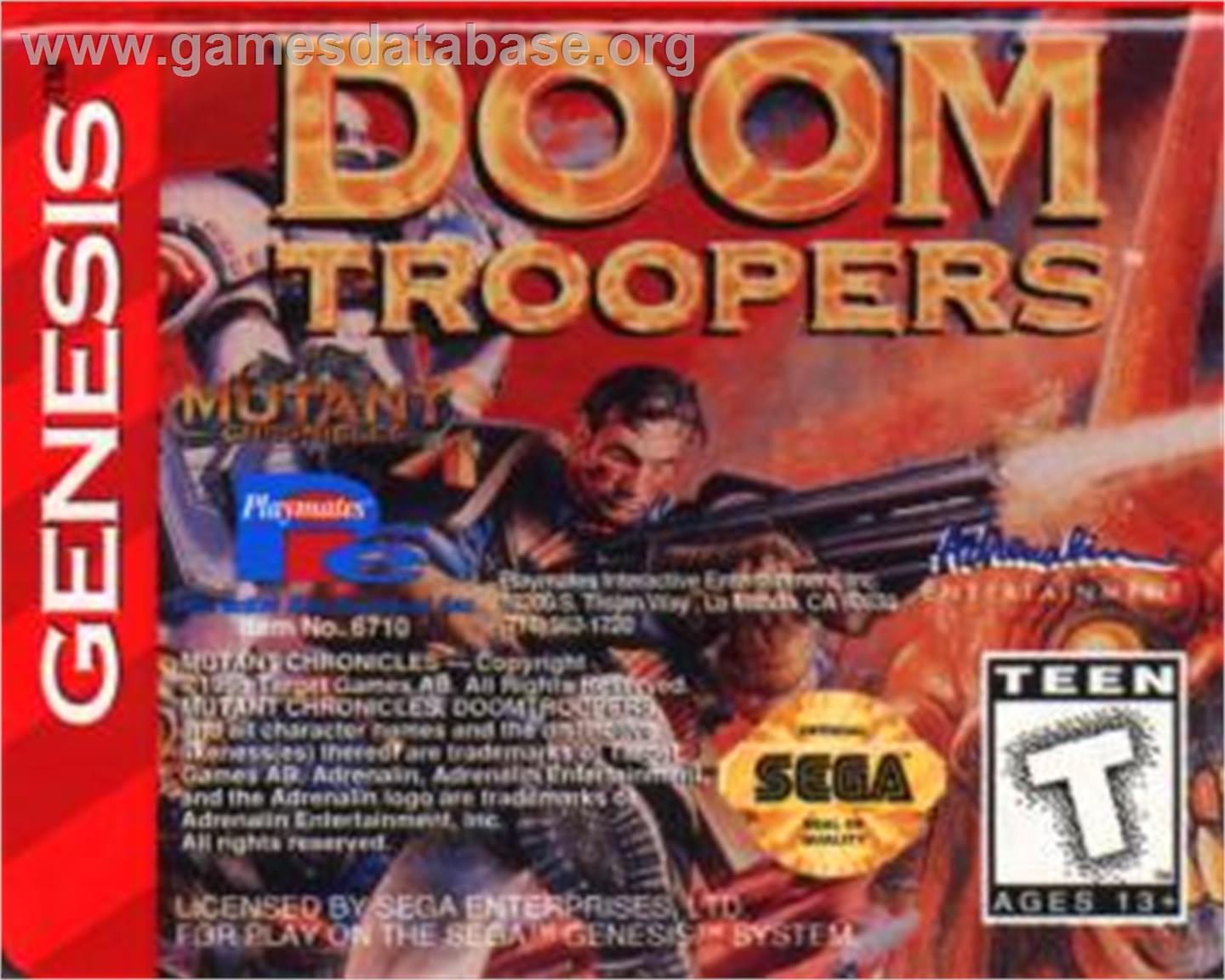 Doom Troopers: Mutant Chronicles - Sega Nomad - Artwork - Cartridge