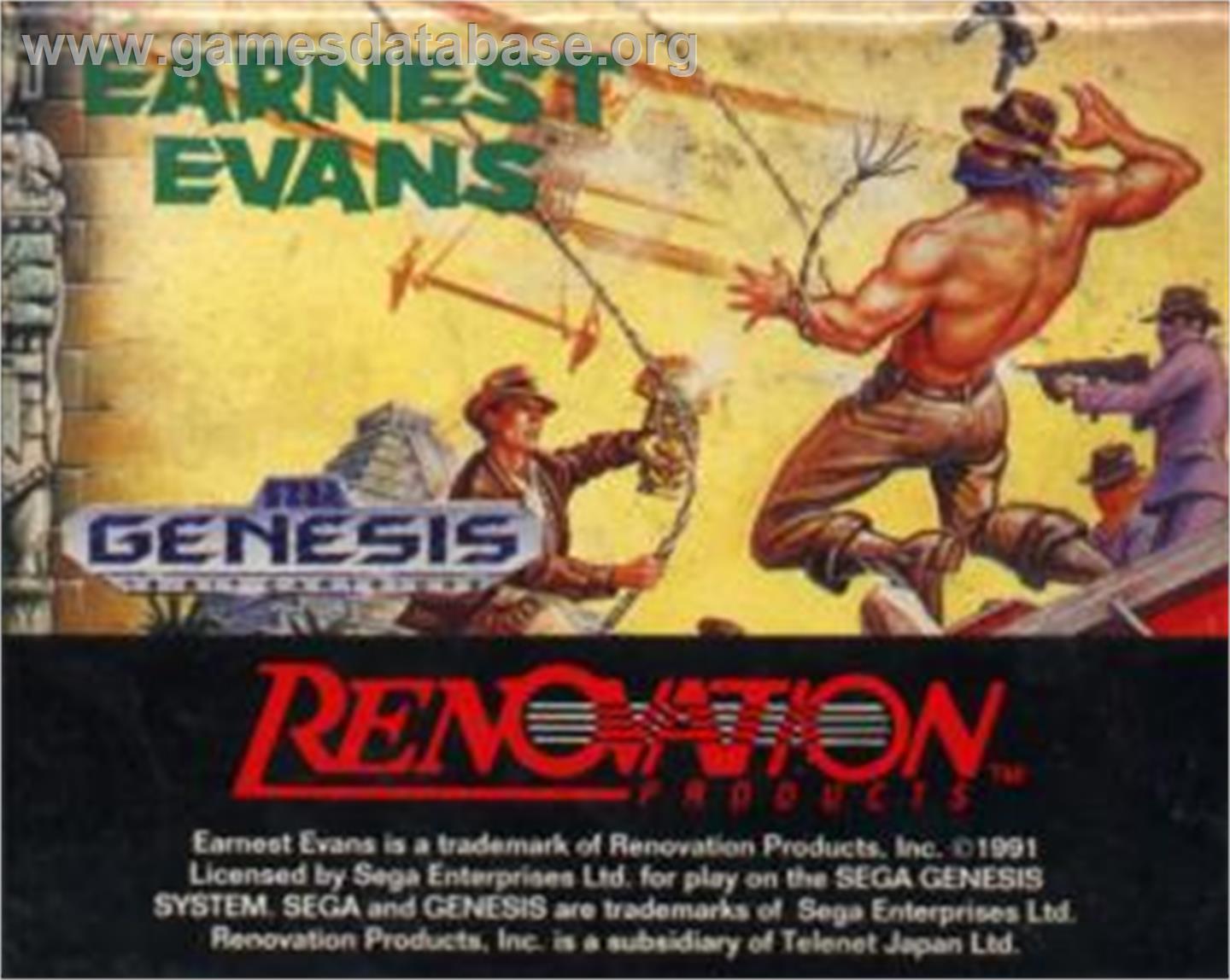 Earnest Evans - Sega Nomad - Artwork - Cartridge