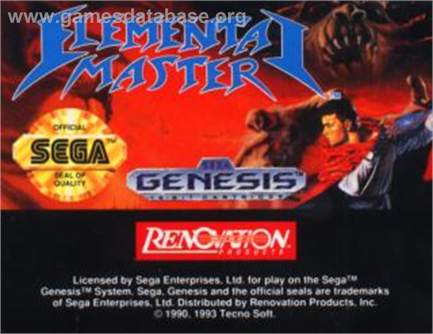 Elemental Master - Sega Nomad - Artwork - Cartridge