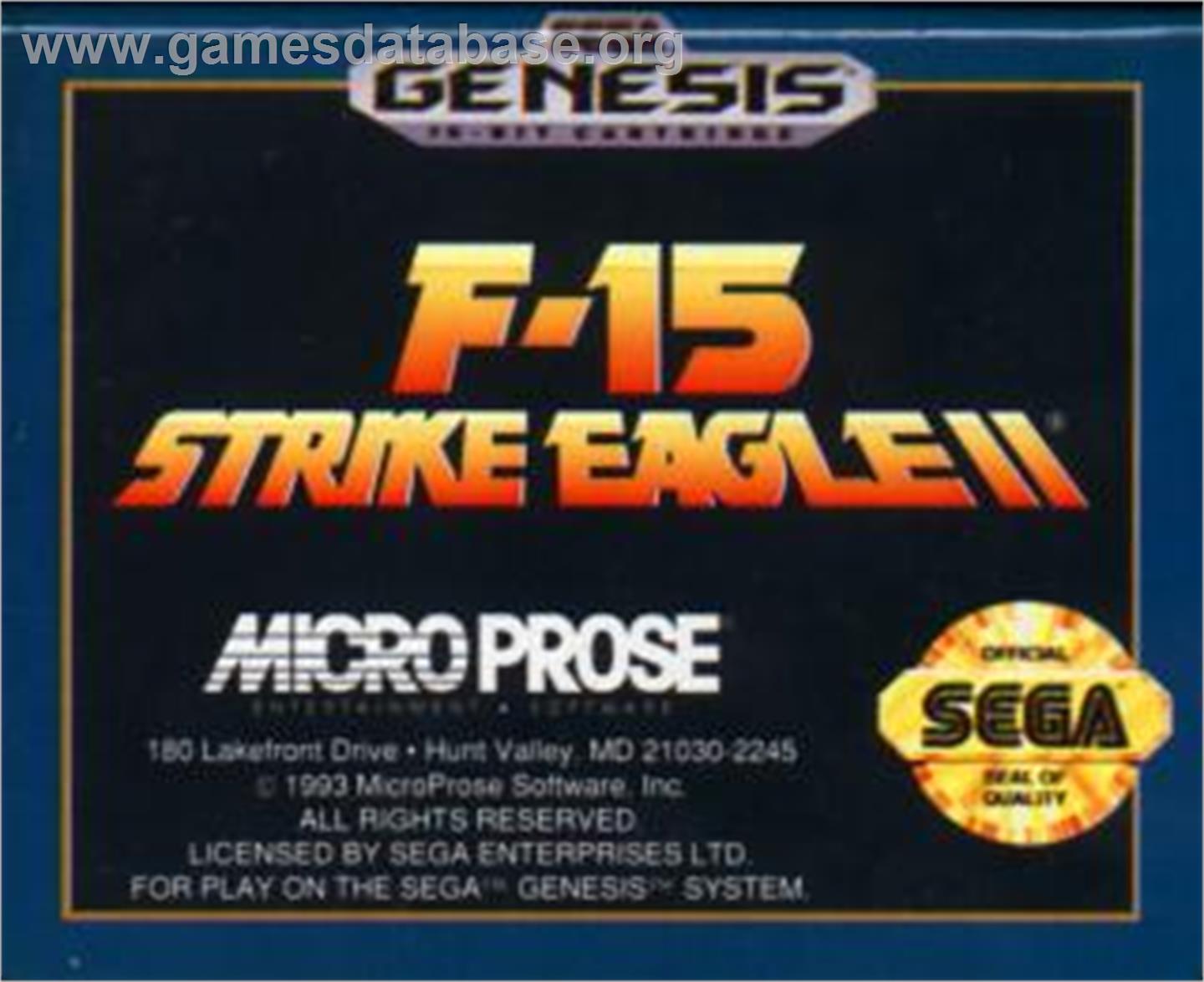 F-15 Strike Eagle II - Sega Nomad - Artwork - Cartridge