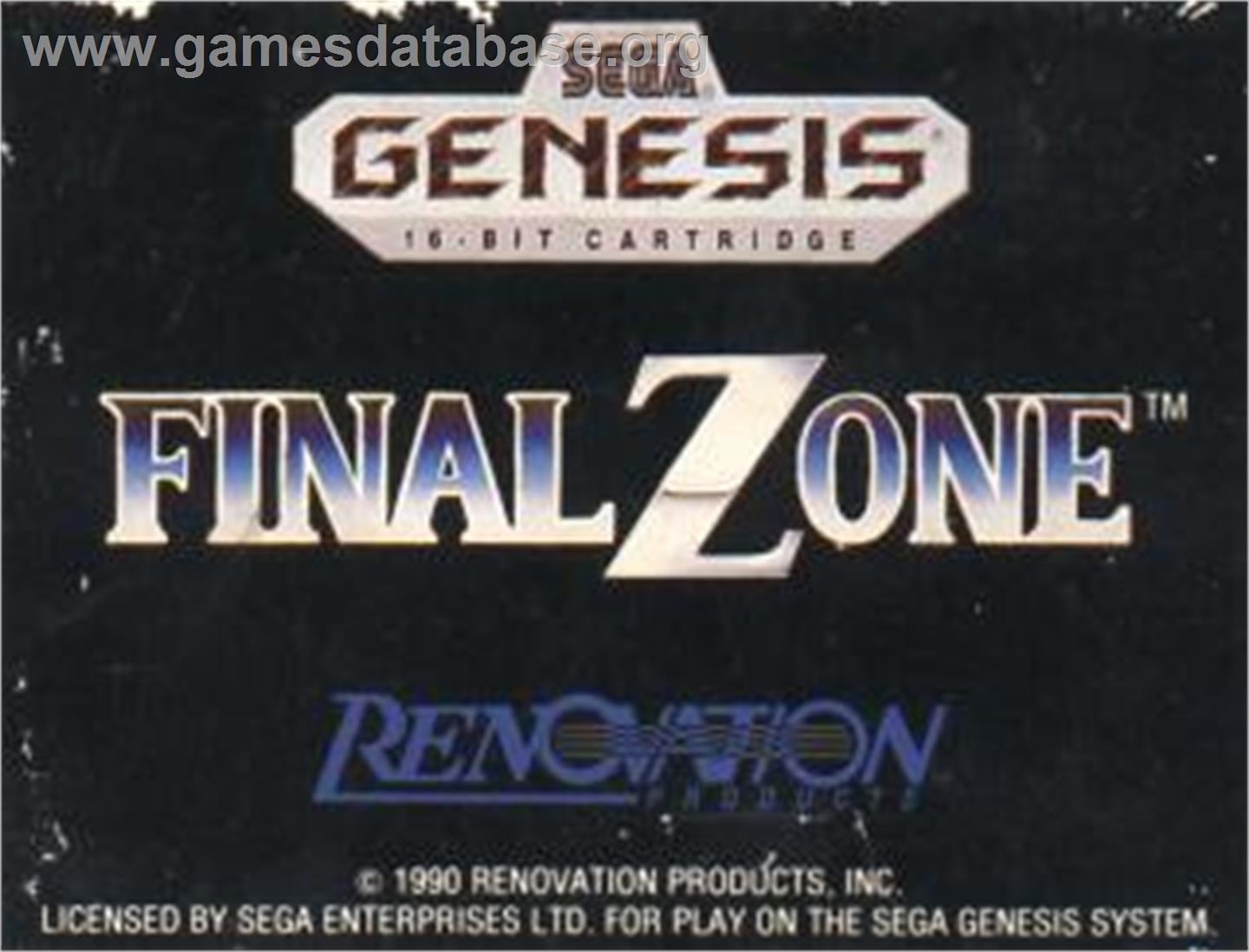 Final Zone - Sega Nomad - Artwork - Cartridge