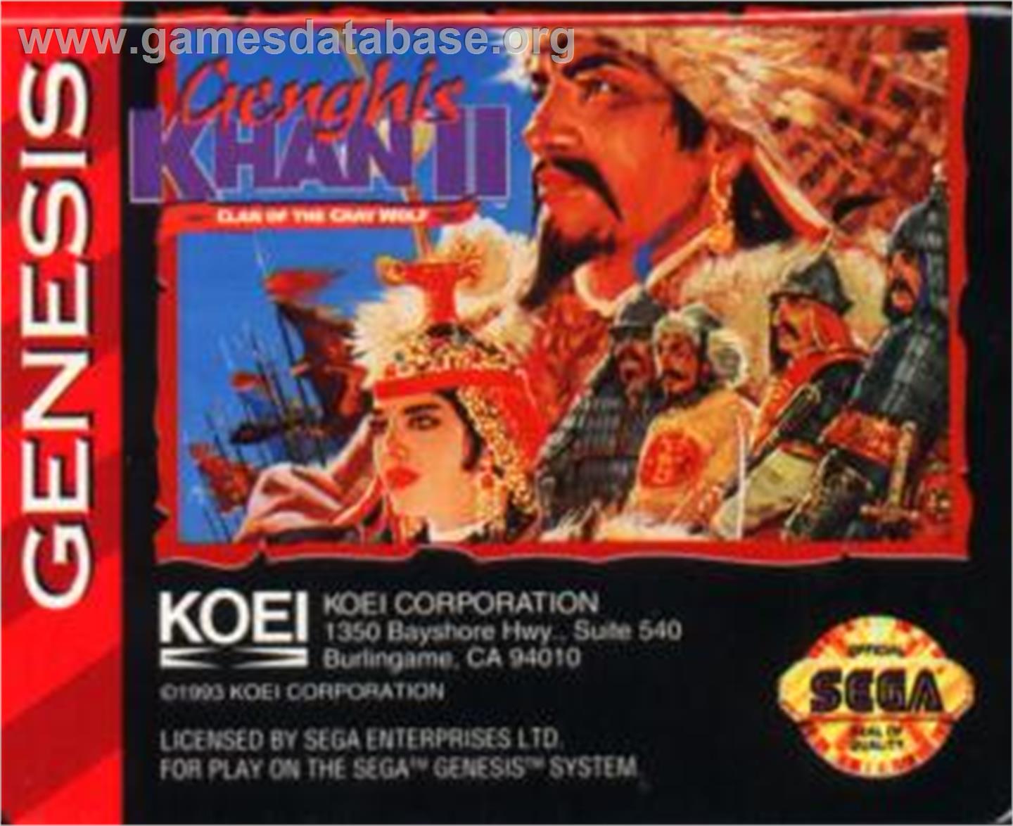 Genghis Khan 2: Clan of the Grey Wolf - Sega Nomad - Artwork - Cartridge