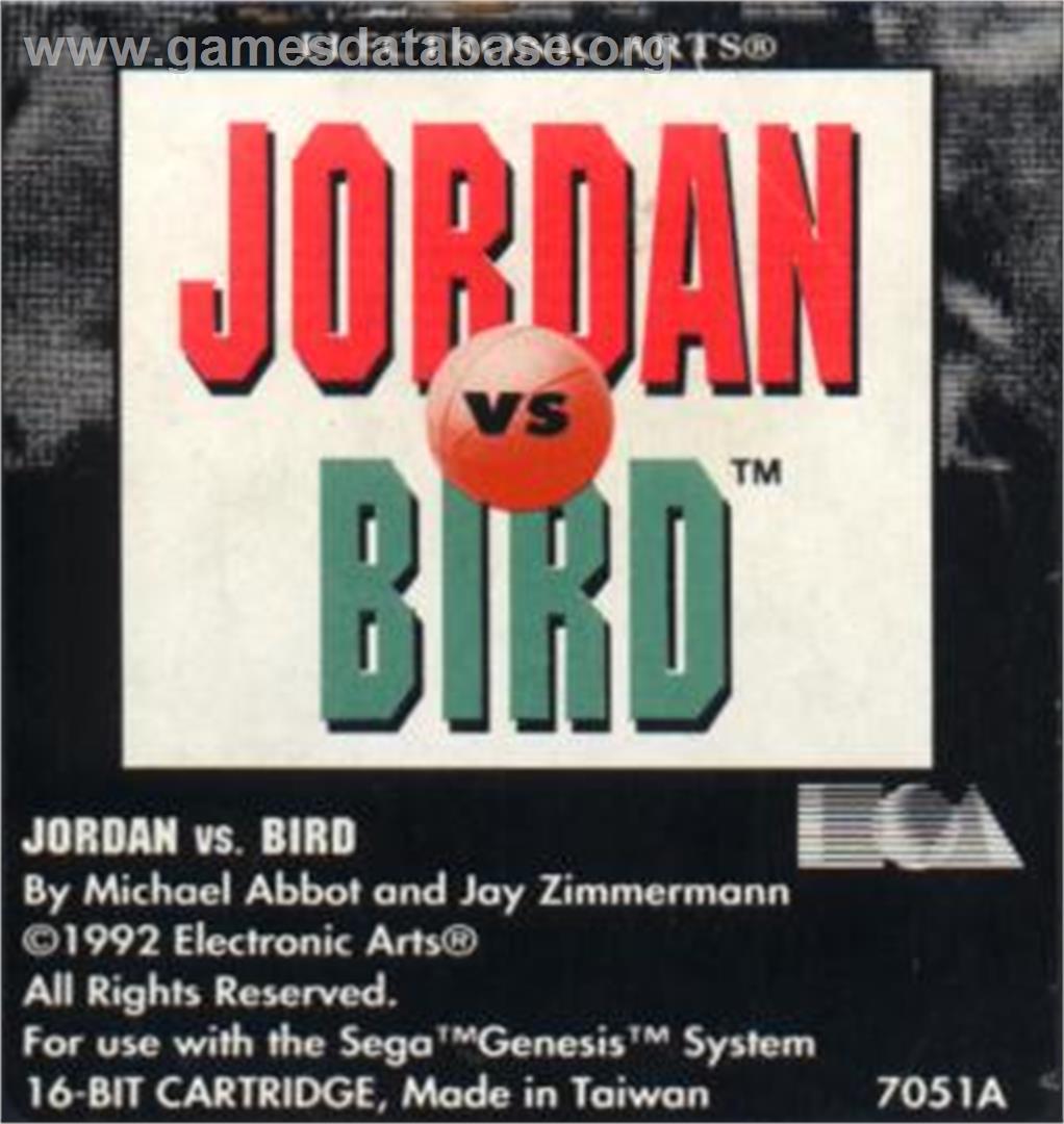 Jordan vs. Bird: One-on-One - Sega Nomad - Artwork - Cartridge
