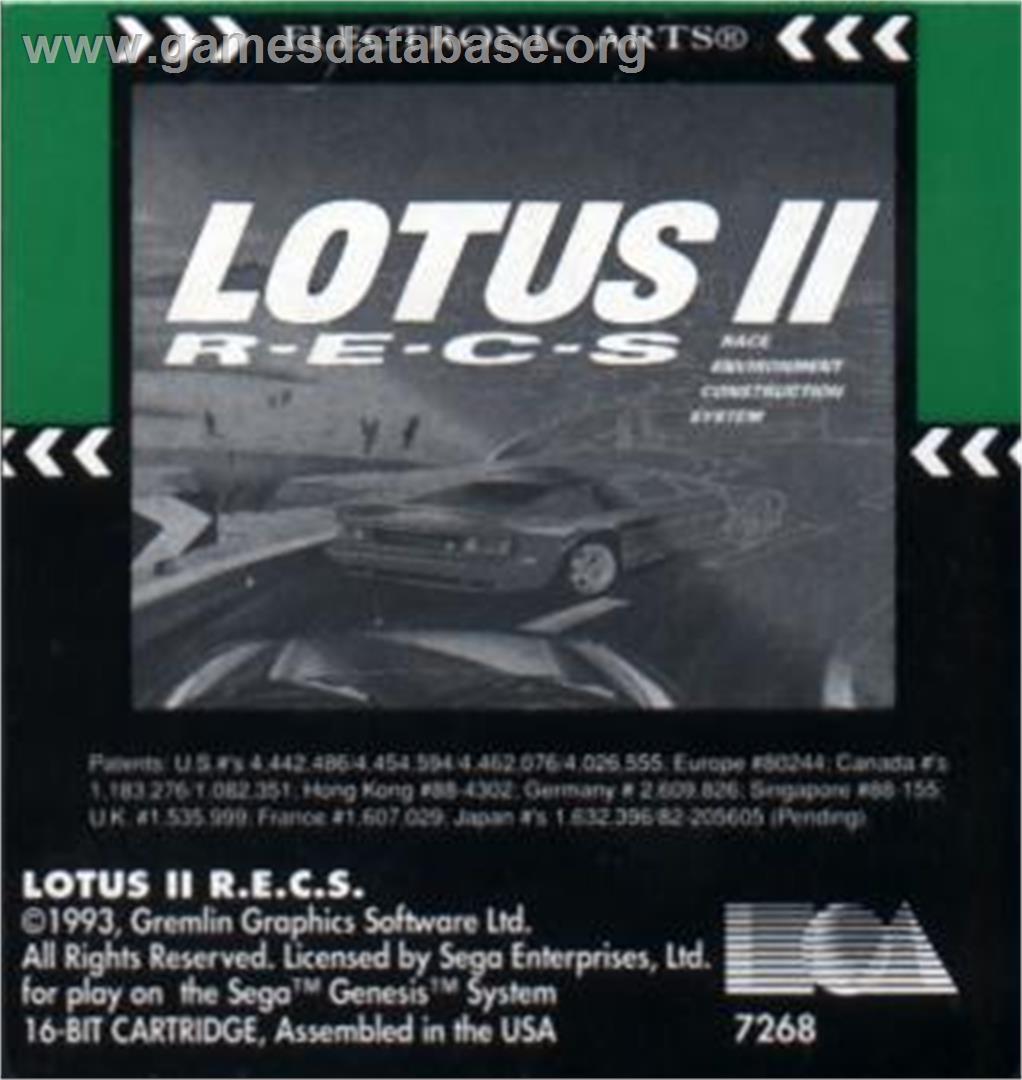 Lotus II RECS - Sega Nomad - Artwork - Cartridge