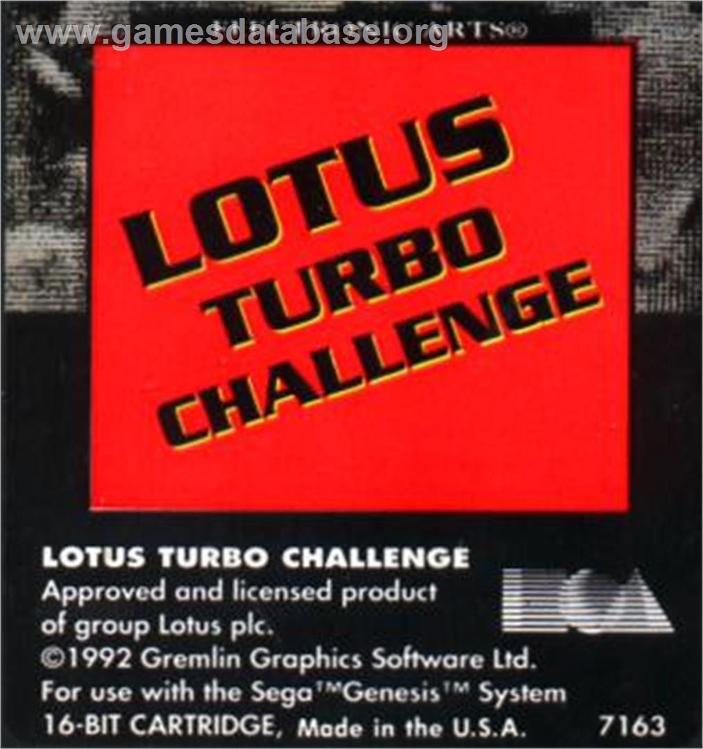 Lotus Turbo Challenge - Sega Nomad - Artwork - Cartridge