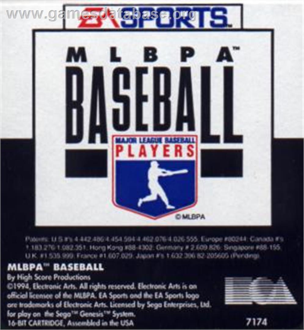 MLBPA Baseball - Sega Nomad - Artwork - Cartridge