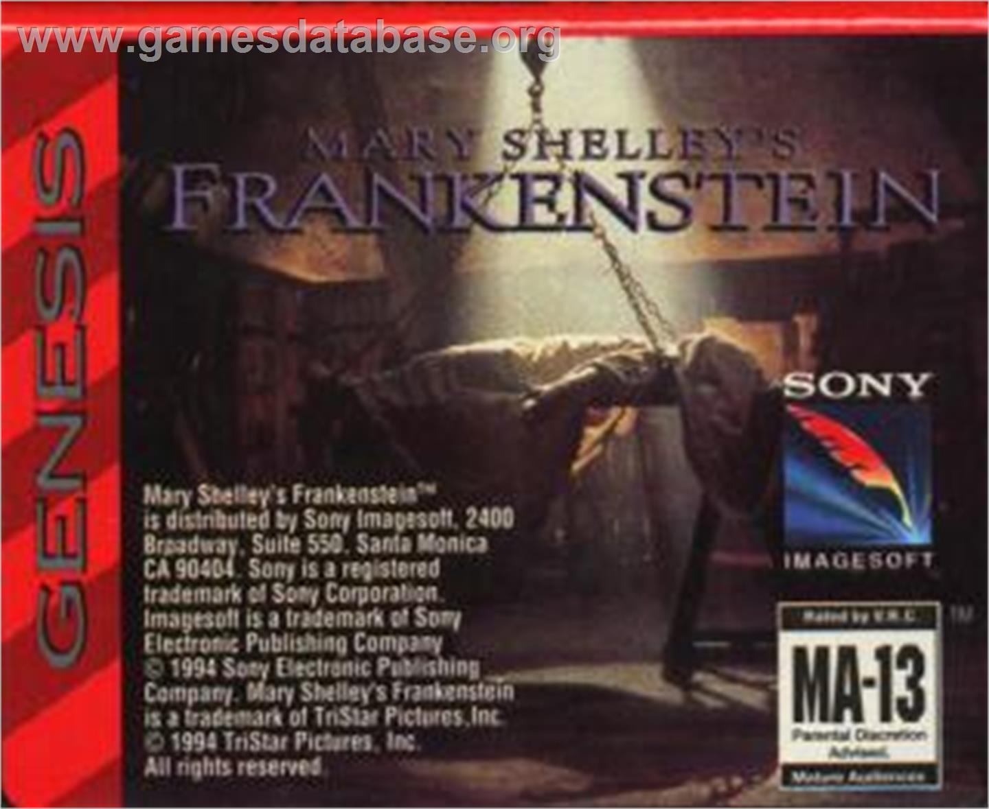 Mary Shelley's Frankenstein - Sega Nomad - Artwork - Cartridge