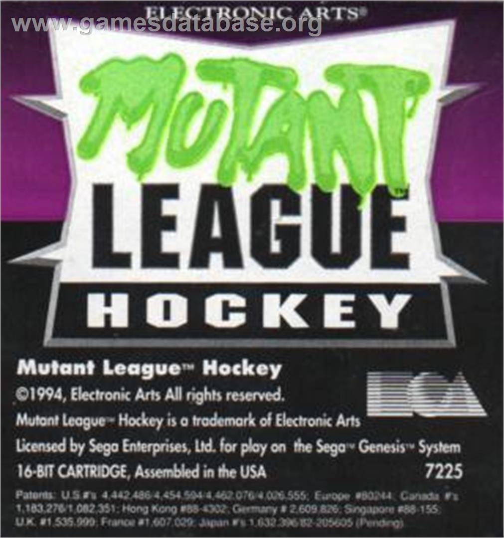 Mutant League Hockey - Sega Nomad - Artwork - Cartridge