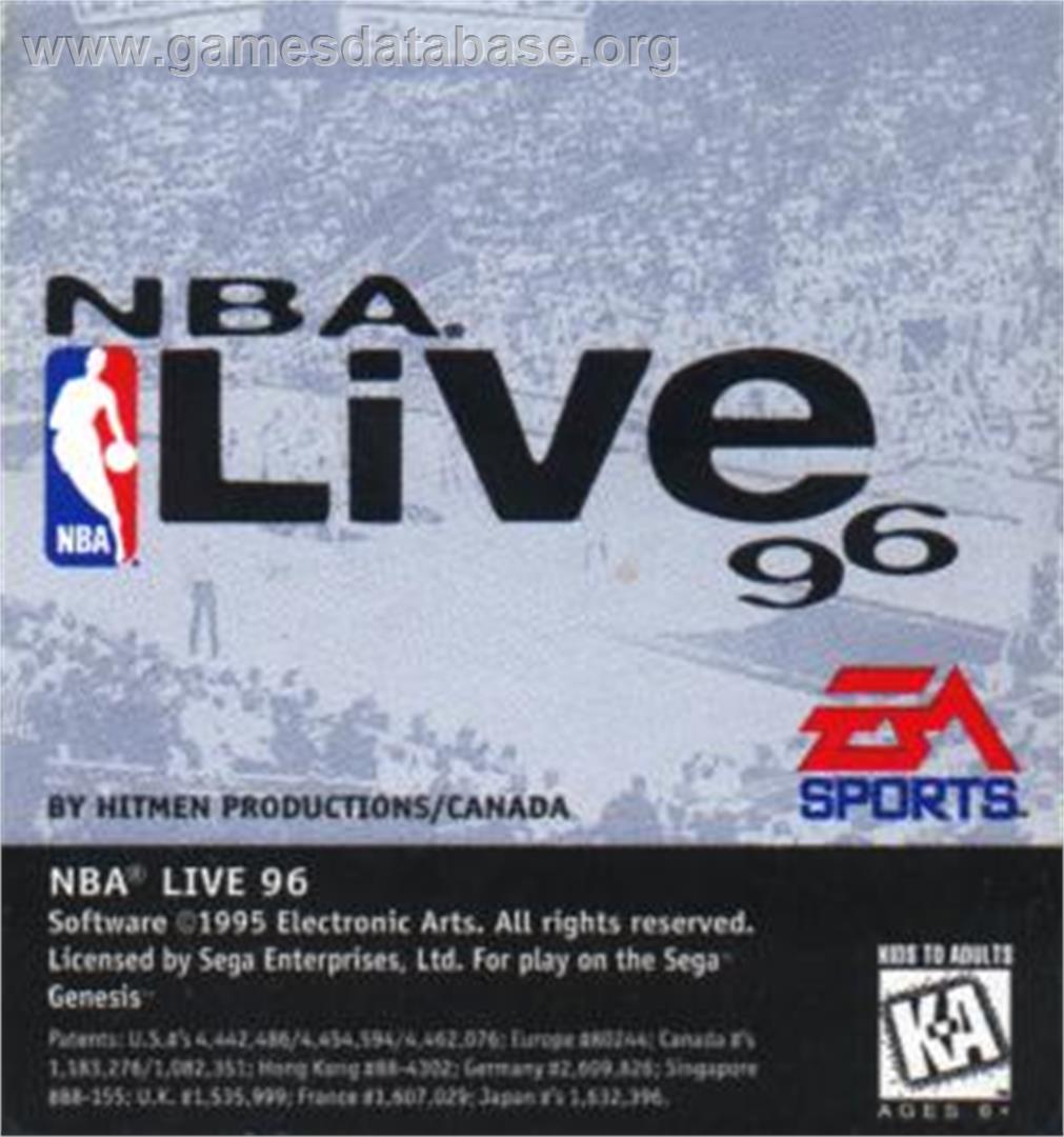 NBA Live '96 - Sega Nomad - Artwork - Cartridge