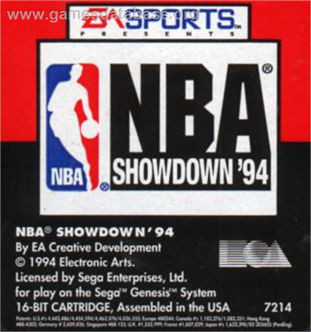 NBA Showdown - Sega Nomad - Artwork - Cartridge