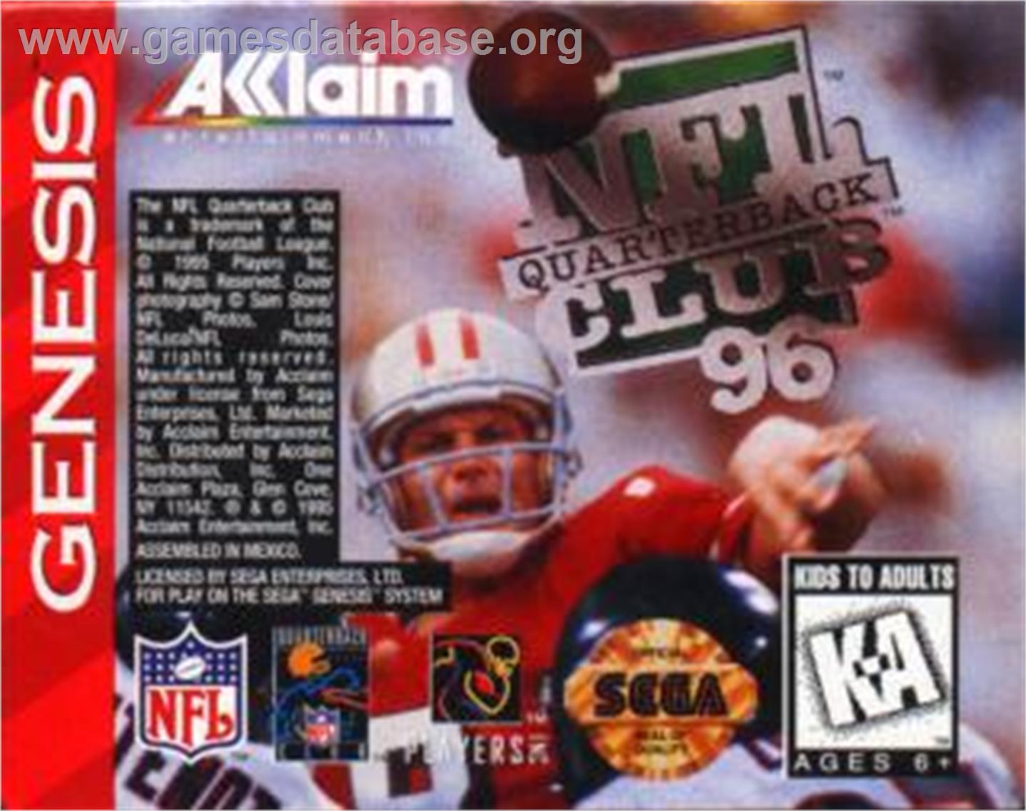 NFL Quarterback Club '96 - Sega Nomad - Artwork - Cartridge