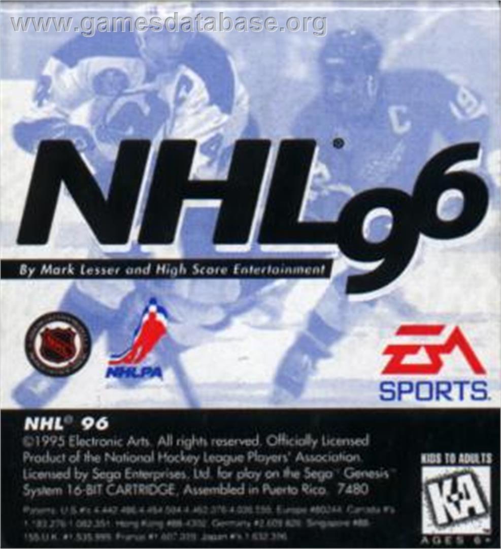 NHL '96 - Sega Nomad - Artwork - Cartridge