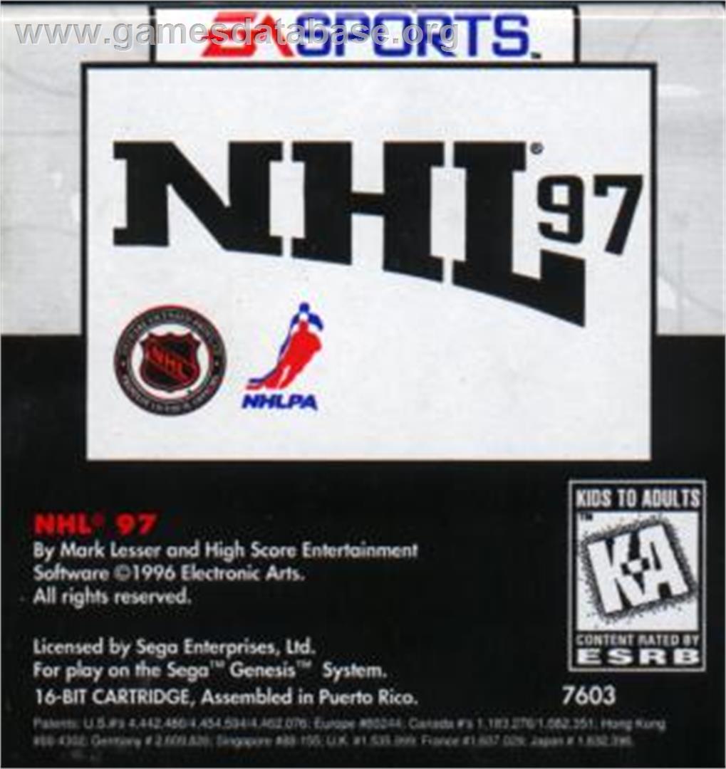 NHL '97 - Sega Nomad - Artwork - Cartridge