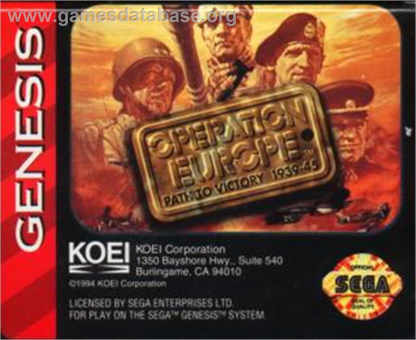 Operation Europe: Path to Victory 1939-45 - Sega Nomad - Artwork - Cartridge