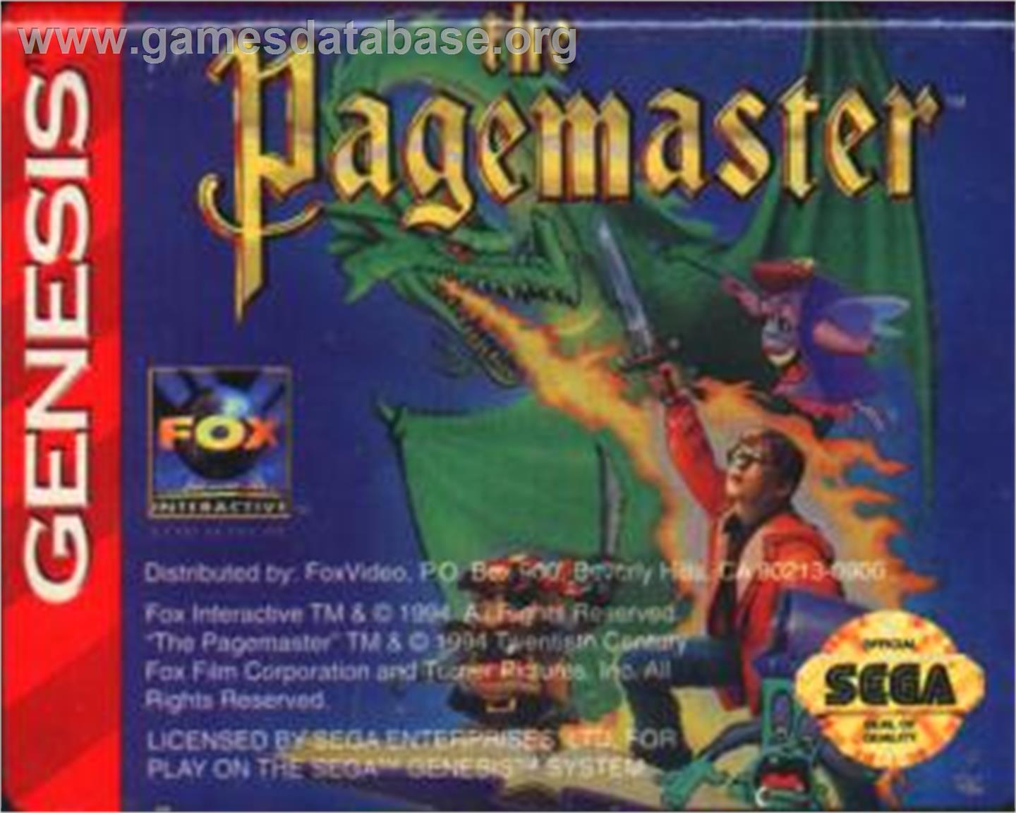 Pagemaster, The - Sega Nomad - Artwork - Cartridge