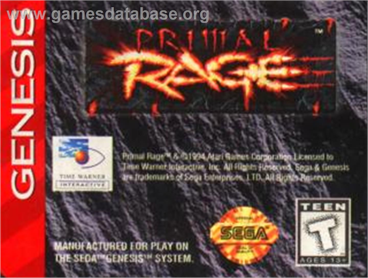 Primal Rage - Sega Nomad - Artwork - Cartridge
